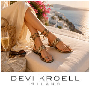 Devi Kroell Python Snakeskin Metallic Ankle Wrap Sandals Sz EU 37 Made in Italy